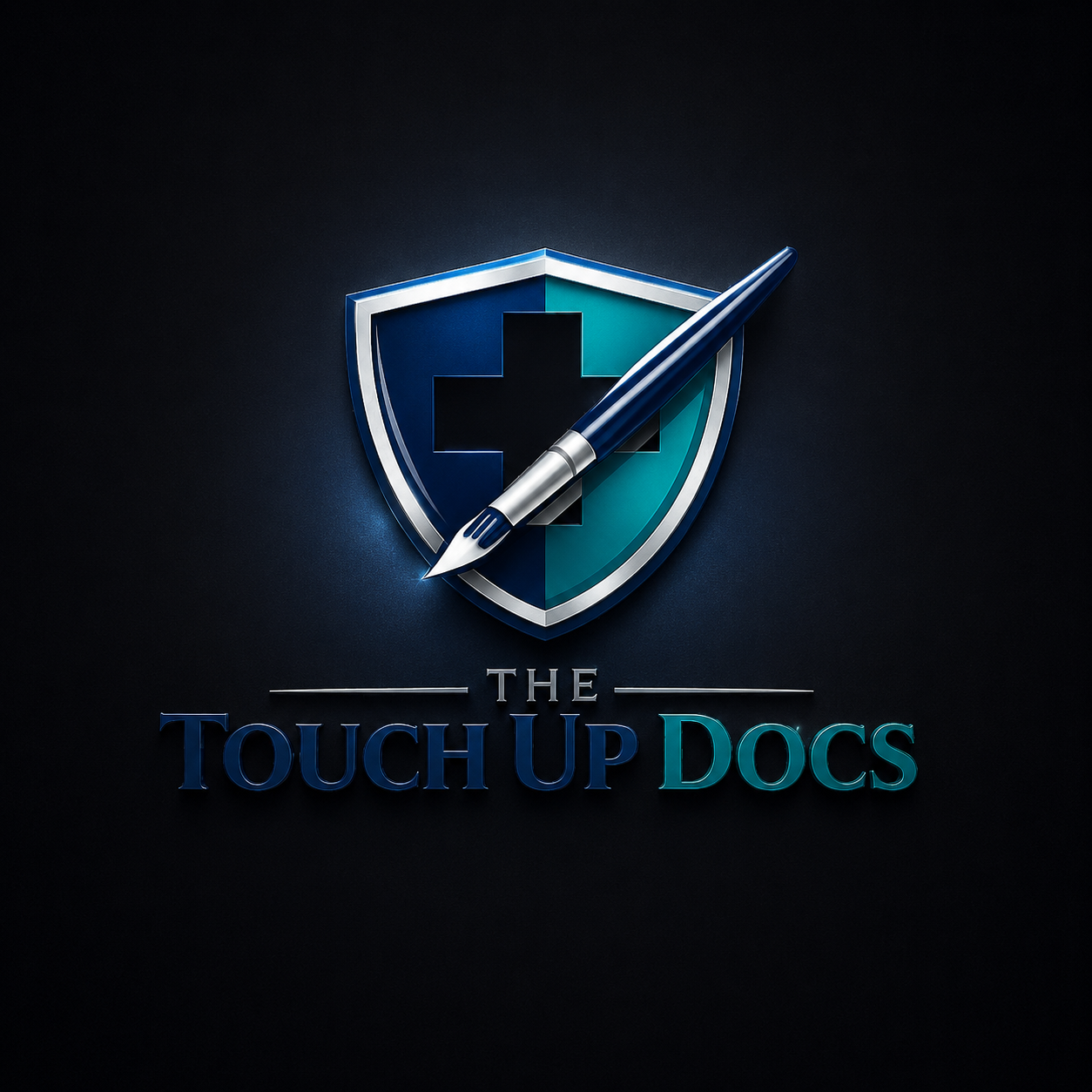The Touch Up Docs shield and brush logo